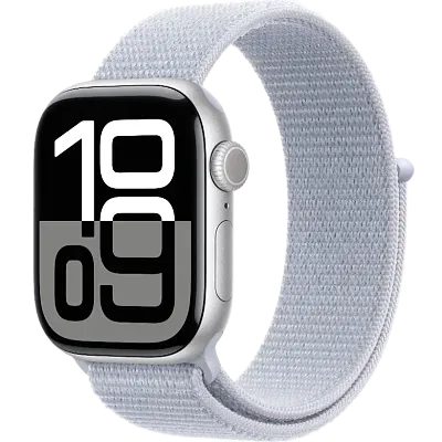 Apple Watch Series 10 42mm Aluminum Silver Case Blue Cloud Sport Loop